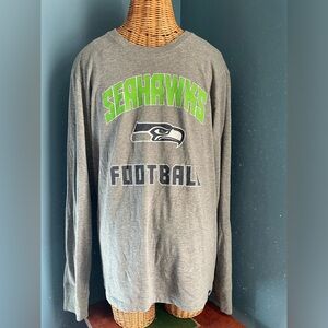 Seattle Seahawks Long Sleeved Grey Tee Shirt. NFL Football. Size Large.